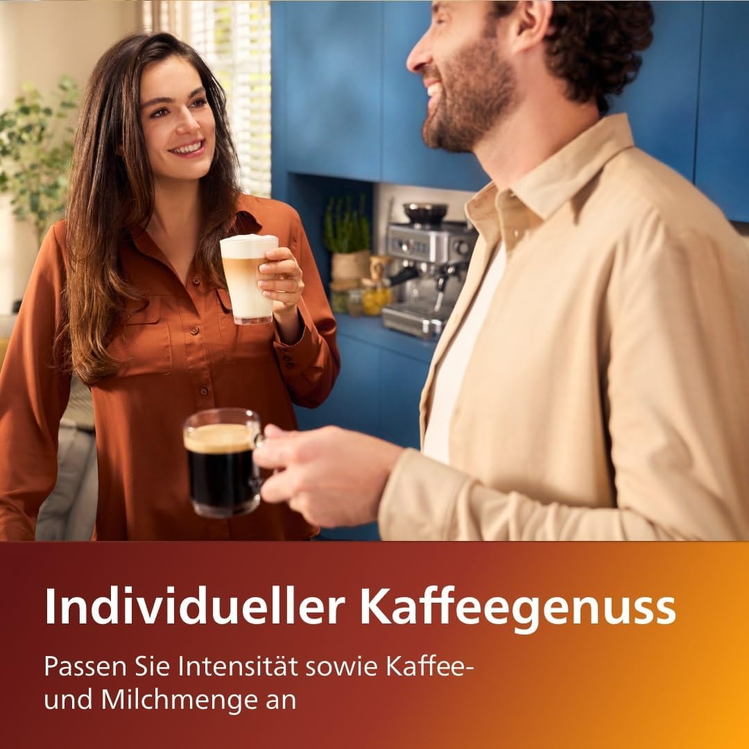 Philips Serie 5400 Kaffeevollautomat – LatteGo Milchsystem, 12 Kaffeespezialitäten, Intuitives Display, 4 Benutzerprofile, Chrom (EP5447/90)